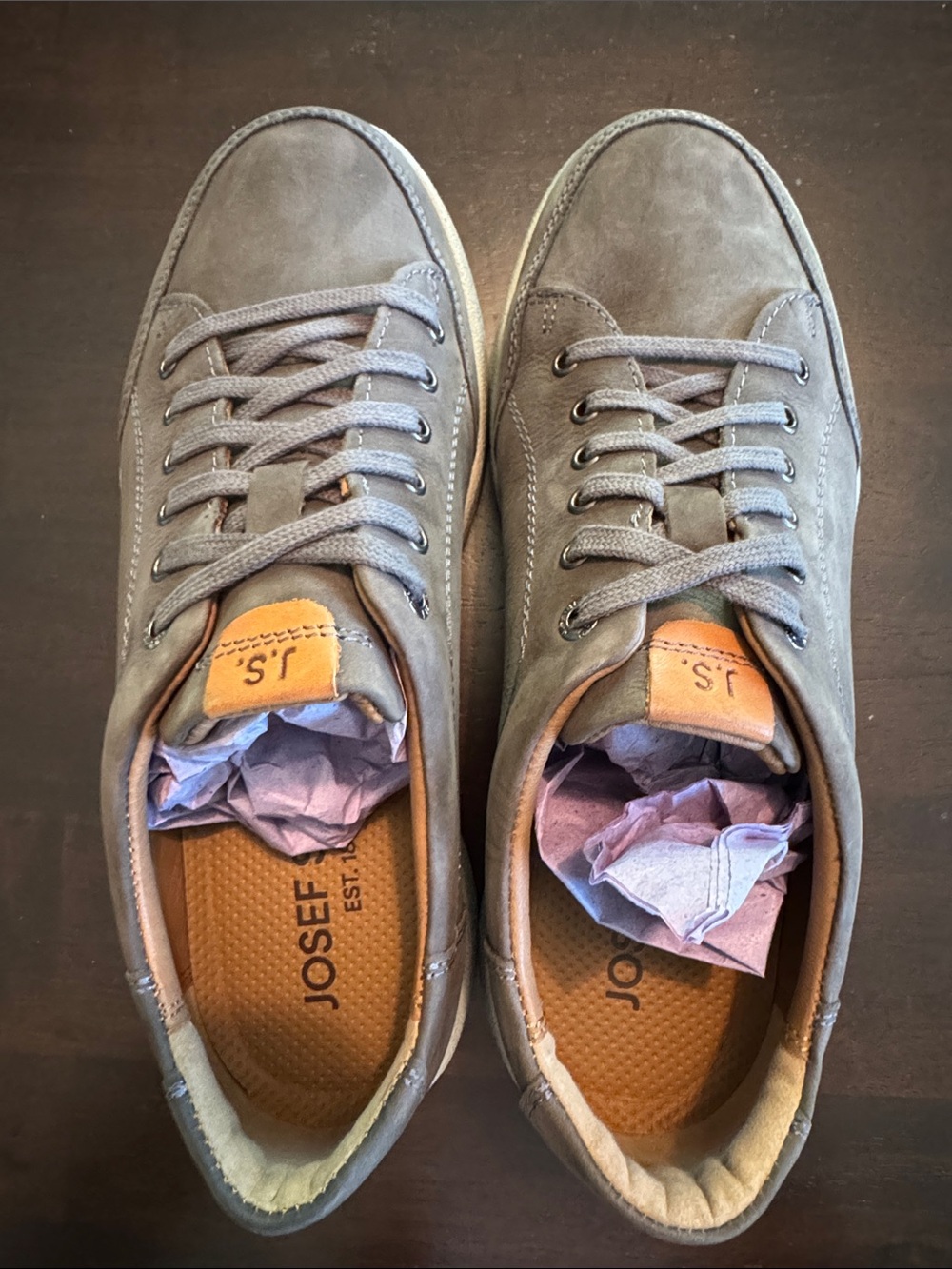 Josef Seibel Men's Taupe-Gray Suede Lace-Up Sneakers with Tan Accents